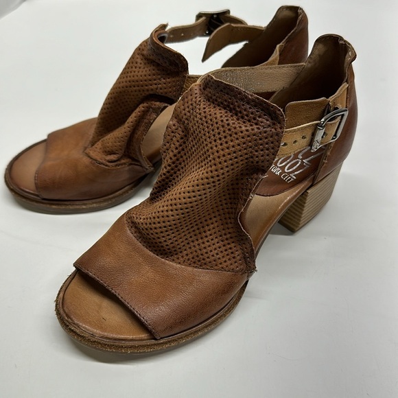 Miz Mooz Heeled Sandal Shoes Open Toe Adjustable Ankle Strap Leather Tan Brown 6 - Picture 5 of 11